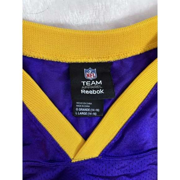 Adrian Peterson MINNESOTA VIKINGS Jersey Youth Large 14-16 #28 L Purple REEBOK - Picture 6 of 9